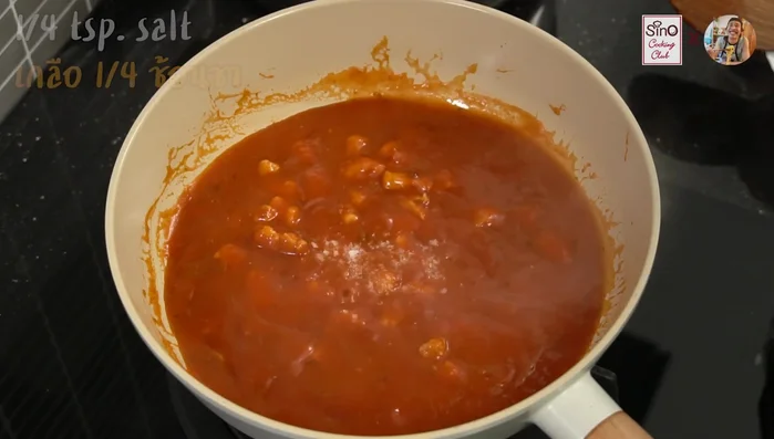 Season the sauce with salt and pepper to taste.