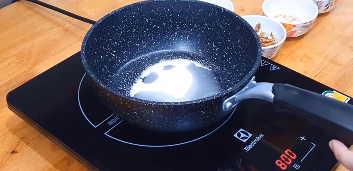 Put the mixture in a pot or pan on medium heat and stir slowly.