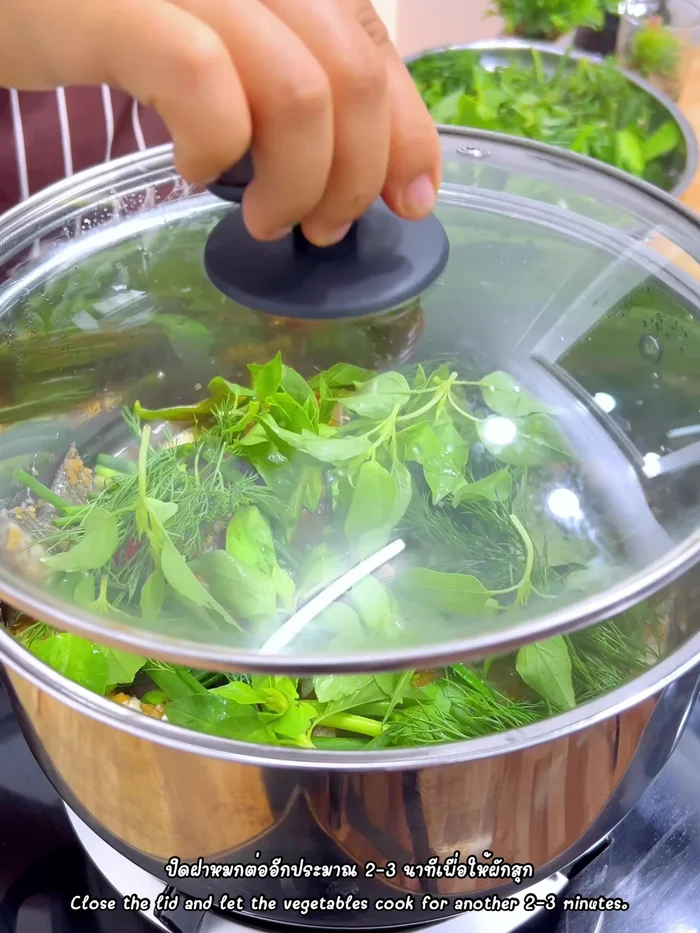 Close the lid and steam for another 2-3 minutes to cook the vegetables.