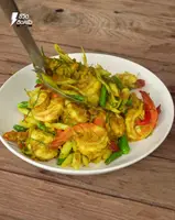 Spicy Shrimp Stir-fry with Homemade Red Curry Paste